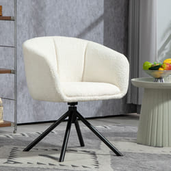Chaise De Salle À Manger - Homcom - Pivotant 360°, Assise Rembourrée - Piètement En Métal - Tissu Effet Touffetage - Crème