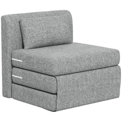 Fauteuil chauffeuse pliant 3 en 1 - HOMCOM - coussin convertible matelas dépliant - pour salon bureau - gris