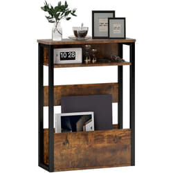 Homcom - Bout de canapé table d'appoint style industriel - 2 étagères, plateau - métal noir effet bois vieilli
