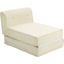 Matelas lit fauteuil futon chauffeuse pliable pliant longueur 195 cm velours côtelé crème