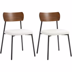 Ce lot de 2 chaises de cuisine HOMCOM tendance allie confort et style avec une assise effet laine bouclée et un dossier aspec ...