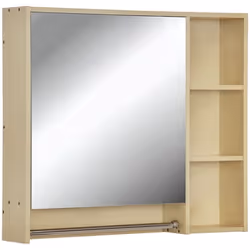 Meuble murale salle de bain avec miroir - Kleankin - porte-serviettes 3 niches placard et étagère réglable - 80x15x90 cm -