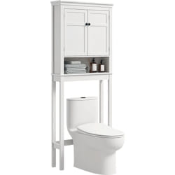 Homcom - Meuble wc meuble dessus toilettes style classique chic 2 portes étagère niche blanc