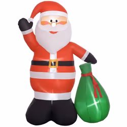 Père de Noël gonflable de 180 cm Outsunny avec lumières LED matériel fixation et souffleur intérieur et extérieur
