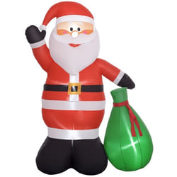 Père de Noël gonflable de 180 cm Outsunny avec lumières LED matériel fixation et souffleur intérieur et extérieur