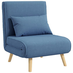 Fauteuil convertible 3 en 1 - HOMCOM - fauteuil lit et chauffeuse 1 place - dossier inclinable 5 positions - coussin - bleu