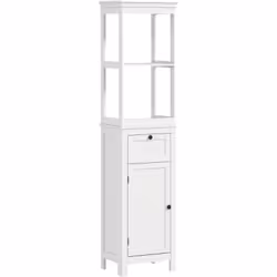 Optimisez votre salle de bain avec l'armoire étroite HOMCOM : style et fonctionnalité avec deux étagères, un tiroir facile d' ...
