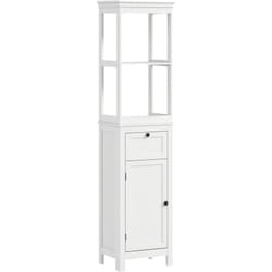 Homcom - Meuble colonne salle de bain style classique chic porte 3 étagères tiroir blanc