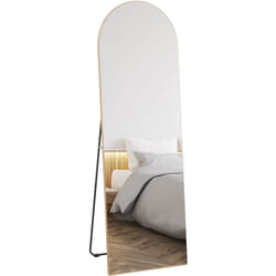 Homcom - Miroir sur pied ou mural dim. 50L x 150H cm ton doré