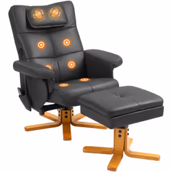 Profitez du fauteuil massant HOMCOM avec repose-pieds, offrant un dossier ajustable entre 100 et 135 degrés et six points de  ...