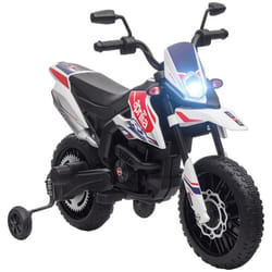 Moto électrique enfants - AIYAPLAY - sous licence Aprilia - 2 moteurs 12V roues dentraînement lumière LED musique - blanc