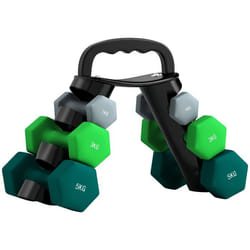 Lot dhaltères - SPORTNOW - forme hexagonale - 2 x 1 kg 2 x 3 kg 2 x 5 kg - avec support convertible dhaltères