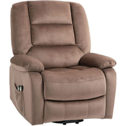 Fauteuil releveur massant chauffant inclinable repose-pied intégré effet velours marron