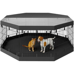 Pawhut - Parc enclos chien modulable intérieur 8 panneaux pliables - porte, bâche bas haut - acier noir