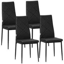 Lot de 4 chaises de salle à manger - HOMCOM - avec dossier haut revêtement synthétique et pieds en acier - noir