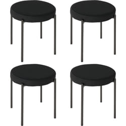 Lot de 4 tabourets empilables grand confort - piètement rond métal - assise rembourrée velours noir