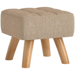 Repose pied salon - HOMCOM - siège rembourré en tissu - avec pieds en bois - pour salon chambre - 27 x 27 x 26 cm - marron clair