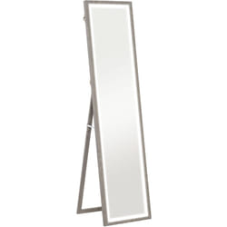 Grand miroir led pleine longueur 40 x 160 cm autoportant ou à fixer - 3 couleurs luminosité réglable - effet bois gris