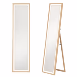Grand miroir - HOMCOM - éclairage LED 3 couleurs - montage mural ou sur pied - rectangulaire - verre trempé MDF - 40x160cm - ...