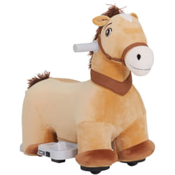 Porteur cheval électrique avec musique - 18-36 mois - peluche marron beige