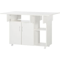 Homcom - Table de salle à manger pliable sur roulettes 3 compartiments placard étagère blanc