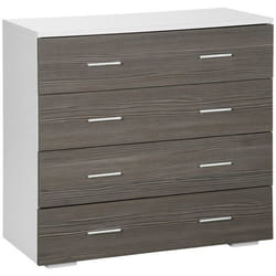 Commode - HOMCOM - style contemporain - 4 tiroirs - dispositif anti-basculement - 76 x 35 x 72 cm - blanc et gris