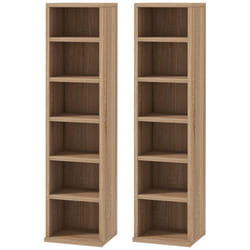Armoire de rangement CD-DVD - HOMCOM - 6 + 6 compartiments - capacité max. 204 CD - 21 x 225 x 885 cm - chêne