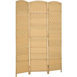Homcom - Paravent intérieur 3 panneaux pliables en bois séparateur de pièce style bohème tissé