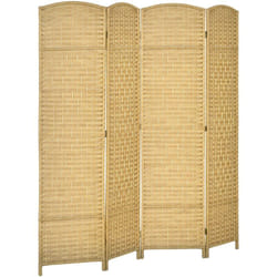 Paravent intérieur en bois 4 panneaux 180 x 180 cm séparateur de pièce pliable bois naturel