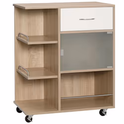 Desserte de cuisine - HOMCOM - roues pivotantes 360° - étagères avec barrières - tiroir étagères placard - 65 x 39 x 80 cm -
