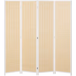 Succombez au charme de ce superbe paravent intérieur à 4 panneaux en bois de sapin, bambou et fibres de papier tressé au styl ...