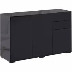 Ce meuble de rangement est à la fois pratique et élégant ! 2 tiroirs coulissants et 2 placards (un double porte, un porte sim ...