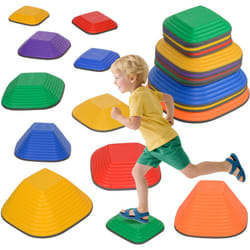 Pierres d'équilibre pour enfants total 11 pcs - parcours de motricité - usage intérieur extérieur - différentes tailles - multicolore