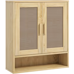 Rénovez avec le placard mural HOMCOM, design bohémien et pratique avec portes en rotin anti-humidité. Sections spacieuses, ét ...