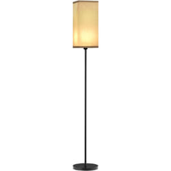 Homcom - Lampadaire droit style contemporain H.161 cm métal noir abat-jour beige effet lin