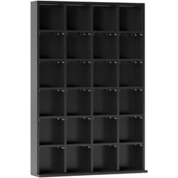 Tagère rangement cd/dvd meuble de rangement pour 480 CDs 24 compartiments réglables en hauteur 89 x 20 x 130 cm noir