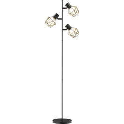 Homcom - Lampadaire design industriel 3 ampoules max. 40W H.169 cm abat-jour cage métal noir