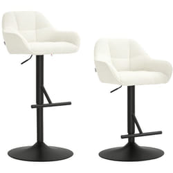 Tabourets de bar - HOMCOM - lot de 2 - hauteur réglable et assise pivotante - tissu effet lin et base en acier - crème