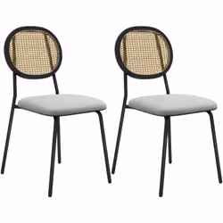 Rehaussez votre salle à manger avec les chaises de cuisine HOMCOM, style bohème et dossiers en rotin. Tissu respirant effet l ...