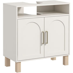 Homcom - Meuble sous vasque - 2 portes, étagère, niche - mdf crème