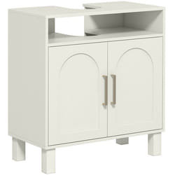 Meuble salle de bain sous lavabo - HOMCOM - étagère ouverte placard 2 portes magnétiques étagère réglable - 60 x 30 x 63 cm - blanc