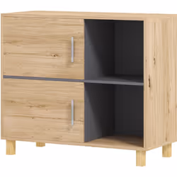 Optimisez l'espace avec le meuble bas HOMCOM pour salle de bain, incluant deux placards et compartiments ouverts. Son fini bo ...