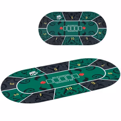 Tapis de poker - SPORTNOW - 120 x 60 cm - jusquà 6 joueurs - sac de transport inclus - design antidérapant - vert et noir