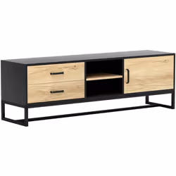 Optimisez votre espace avec le meuble TV HOMCOM, idéal pour les écrans jusqu'à 152 cm. Comprend un placard, deux tiroirs, deu ...
