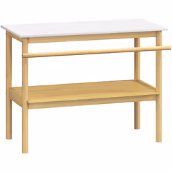 Optimisez l'espace avec l'étagère de salle de bain HOMCOM à deux niveaux et barre pour serviettes. En bambou et MDF, elle com ...