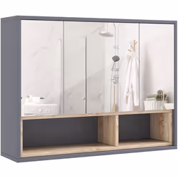 Apportez une touche chic à votre salle de bain avec l'armoire à miroir HOMCOM. Avec huit compartiments, dont six hauts et deu ...