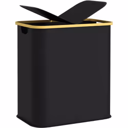 Simplifiez l'organisation du linge avec le panier à linge HOMCOM noir, 80L divisés en deux compartiments de 40L pour trier fa ...