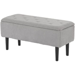 Homcom - Banc coffre de rangement surface effet cachemire pieds bois gris