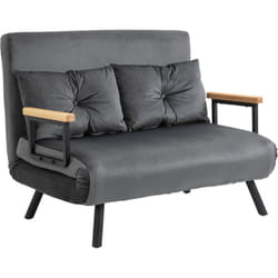 Homcom - Canapé convertible 2 places canapé-lit dossier réglable 5 niv. 2 coussins revêtement effet velours gris