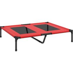 Lit sur pieds pour chien chat lit de camp animal lit surélevé Oxford textilène micro-perforé dim. 92L x 76l x 18H cm rouge
